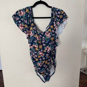 Pinkblush Floral Ruffle One Piece Swimsuit